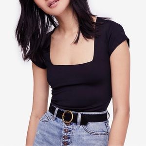 NWT Free People Square Neck Thong Bodysuit